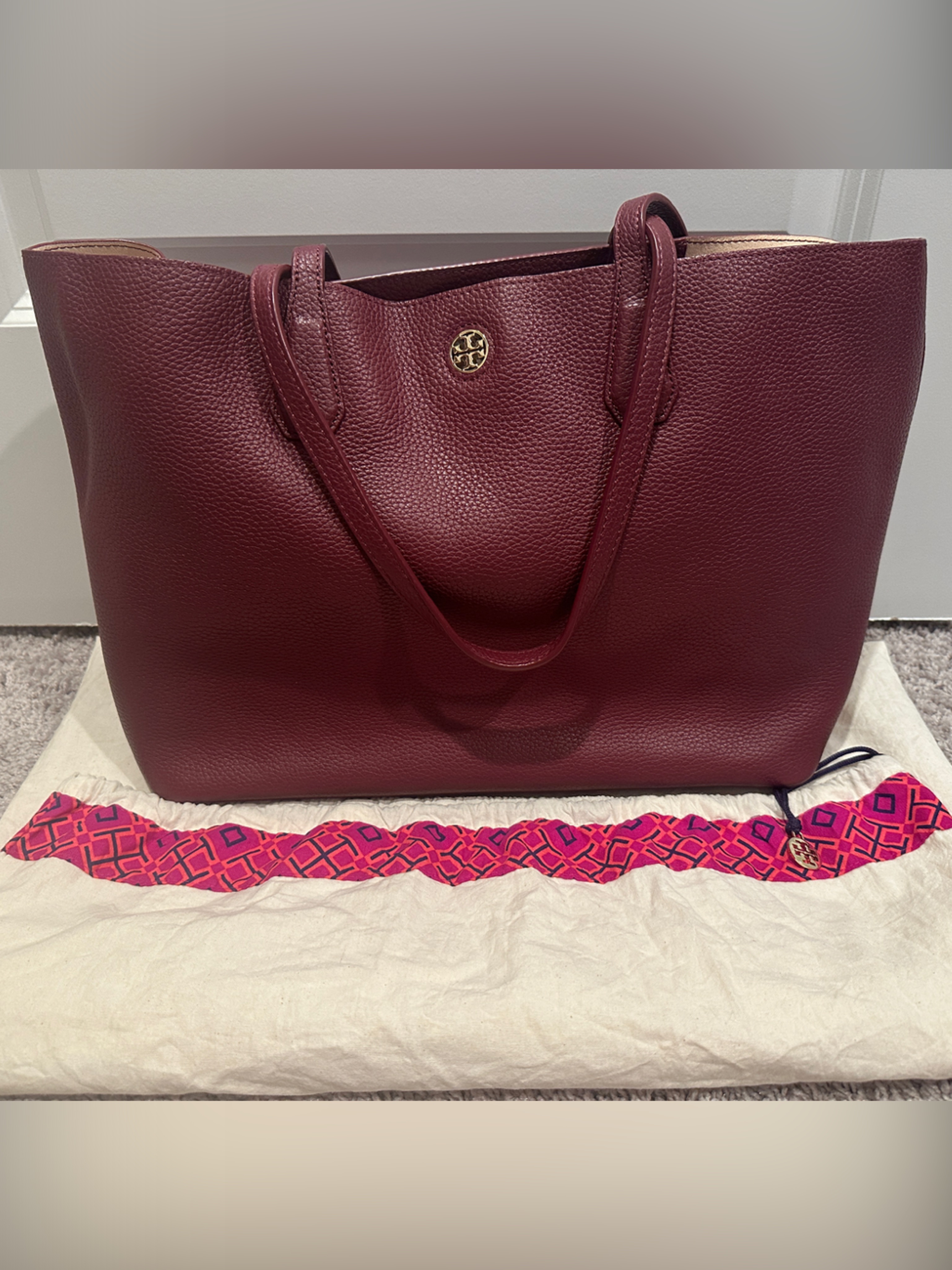 Like New Tory Burch Terry Tote Deep Berry